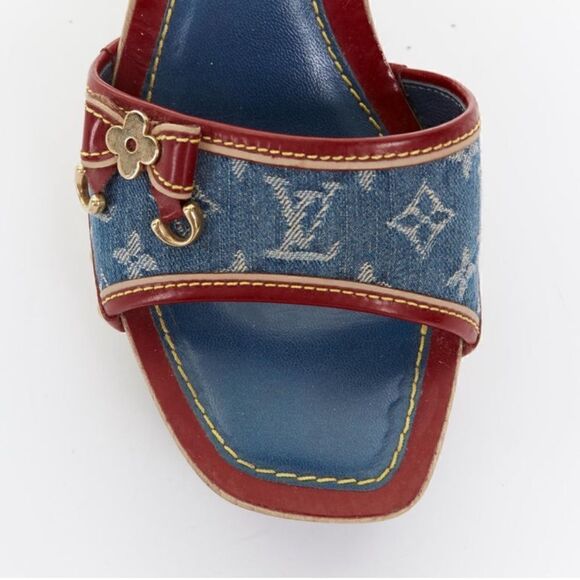 Louis Vuitton Women's Denim with Red Accent Sandal - Picture 3 of 12